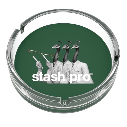 Image of Stash-Pro Premium Glass Ashtray - Heat-Resistant, Heavy-Duty Glass, Easy to Clean (Bold Green)