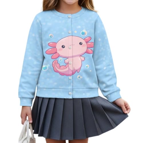 Image of Girls Cardigans Sweater Long Sleeve Crew Neck Button Down Sweaters School Outerwear for Kids Fall Winter Tops