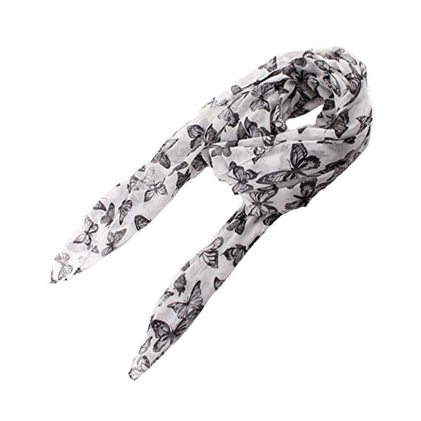 ISOCUTE Winter Scarf for Women Butterfly Fashion Light Weight Summer Hair Neck Ladies Warm Scarfs White Black
