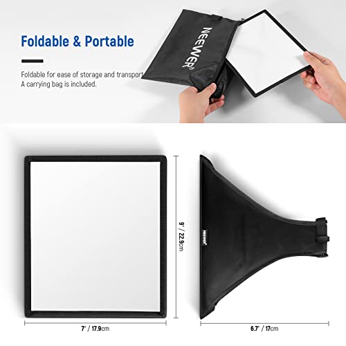 Image of NEEWER Flash Diffuser Light Softbox 9 inch x 7 inch, Universal, Collapsible with Storage Pouch Compatible with Canon Nikon Sony Godox Yongnuo NEEWER speedlight