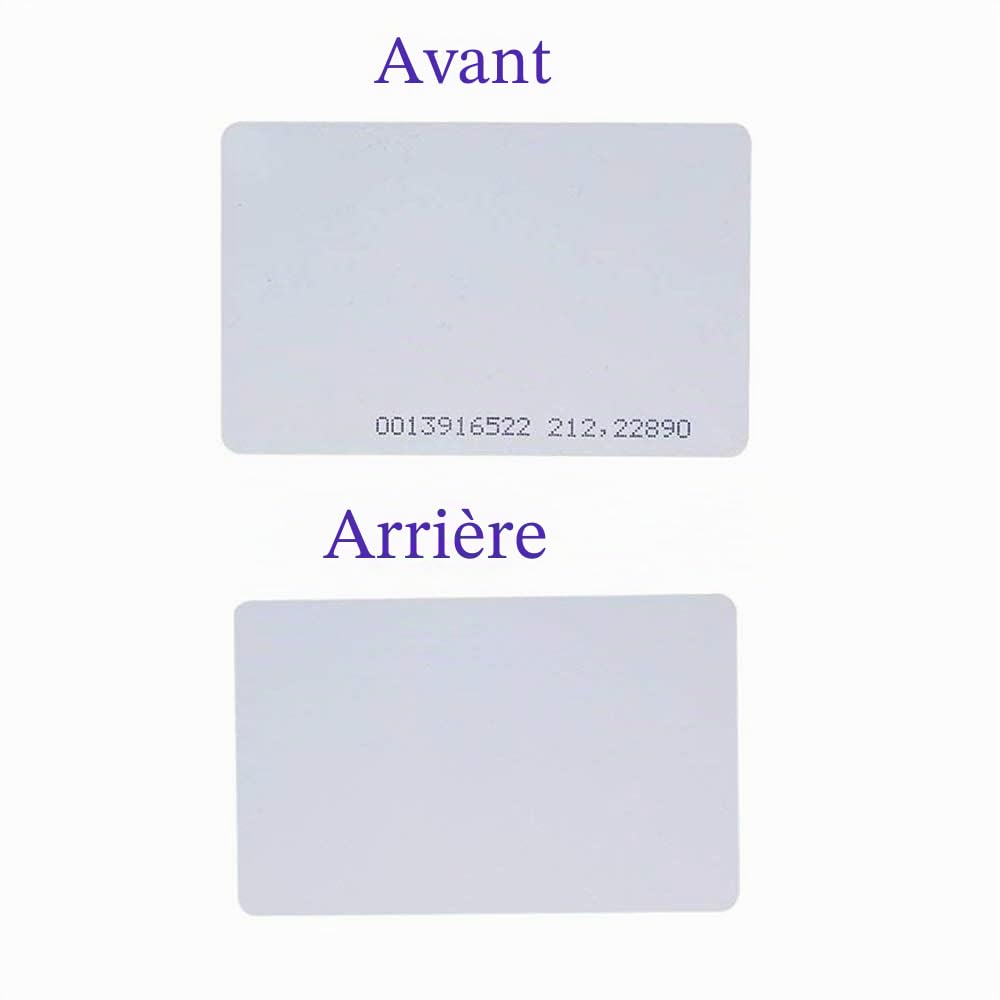 200 pièces Fongwah RFID 125 KHz Carte d’Identification de proximité (épaisseur 0,8 mm) Compatible avec Em4100 pour Le système de contrôle d’accès à l’entrée et la Carte-clé