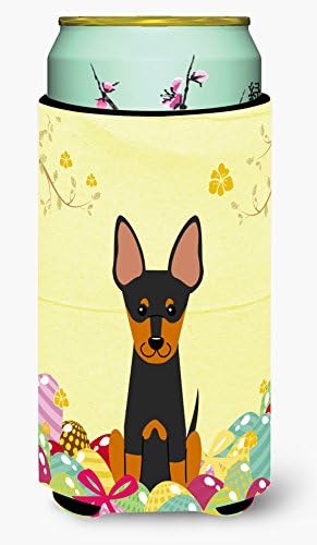 Caroline's Treasures BB6109TBC Easter Eggs English Toy Terrier Tall Boy Hugger Can Cooler Sleeve Hugger Machine Washable Drink Sleeve Hugger Collapsible Insulator Beverage Insulated Holder image 2