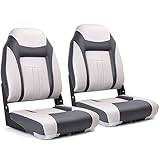 NORTHCAPTAIN S1 Deluxe High Back Folding Boat Seat,Stainless Steel Screws Included,Light Grey/Charco