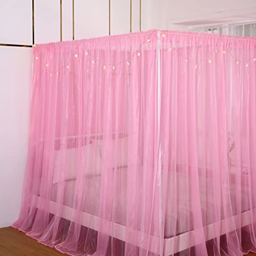 Akiky Bed Canopy Panels With Light, 4 Corner Post Bed Curtain Canopy For Girls Boys Adults,Home Decoration Set Of 8 Panels (Twin, Pink) #TOP1