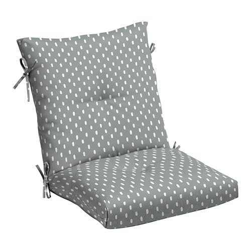 Arden Outdoor Tufted Dining Chair Cushion, 21x40, Stone Grey Dot