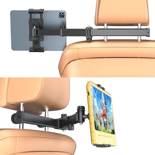OHLPRO 車 タブレットホルダー 後部座席 スマホホルダー 真ん中 ヘッドレストに取付 26cm伸縮アーム 安定性 iPad Pro/Air/Mini、Galaxy tab、iPhone 17シリーズなど4.5-13インチの端末に対応 ipad車ホルダーの商品画像（Amazon）