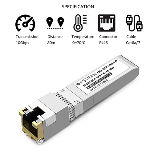 Image of 10GBASE-T SFP+ RJ45 Copper Transceiver Module Compatible with Fortinet FN-TRAN-SFP+GC FS-TRAN-SFP+GC 10G SFP+ 80m Cat6a /7 4 Pack