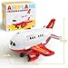 Beestech Airplane Toys with Runway and Car, Friction Powered Launcher Plane Toys for Boys Girls Kids Toddlers 3 4 5 6 Year Olds, Birthday Gifts (Red) (Red)