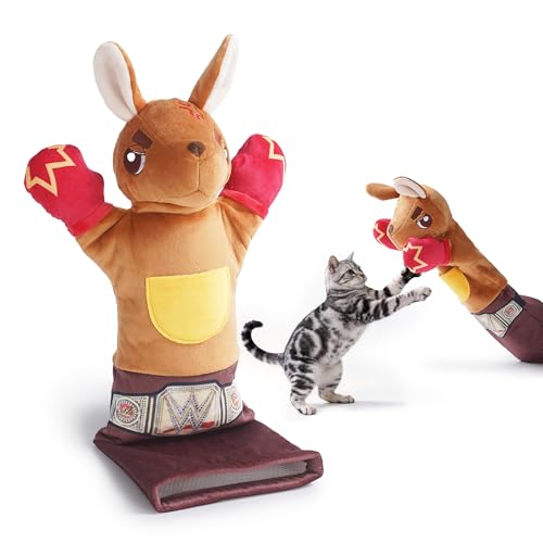 Cat Wrestling Glove, 22 inch Karate Kitty Puppet with 5 Catnip Pouches & 3 Layer Resistant Protection, Interactive Cat Puppet Wrestler with Treat Pocket for Boredom Relief & Mental Stimulation