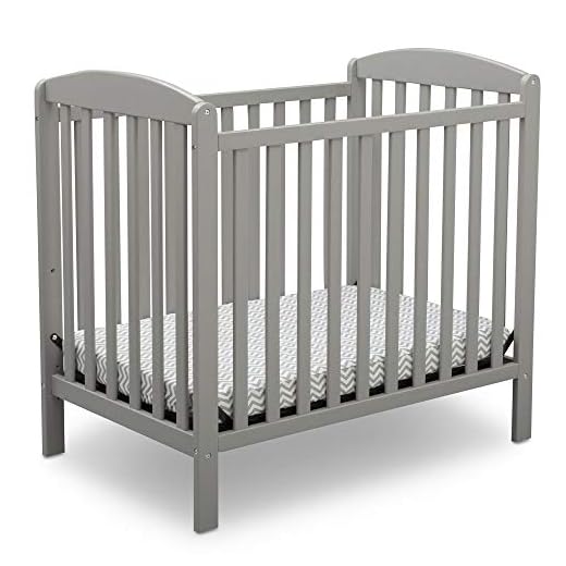 Delta Children Emery Mini Convertible Baby Crib with 2.75-inch Mattress, Grey