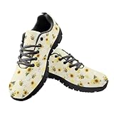 Funnydude Bee Print Women's Tennis Shoes Fall Casual Walking Shoes Non Slip Sneakers, Size 9