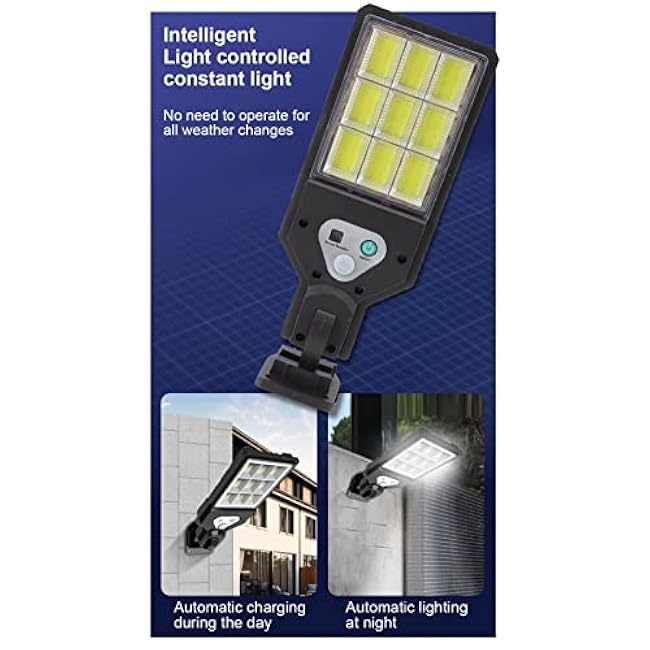 Fockety Solar Street Light, Outdoor 3000LM IP65 Waterproof Solar Flood Light, Multifunction Security LED Solar Parking Lot Light with Motion Sensor for Outside Garden Yard Parking