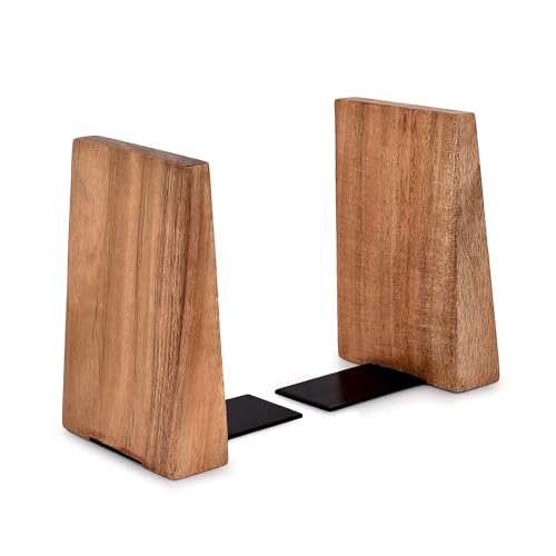 EDHAS Acacia Wood Bookends Space Books for Kids Display Organizers Office Book Shelf DÃ©cor (4\" x 4\" x 6\") (Set of 2)