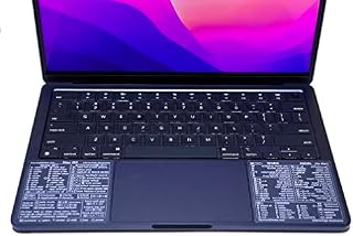 SYNERLOGIC Mac OS (M/Intel) + Word/Excel (for Mac) Quick Reference Keyboard Shortcut Stickers - for MacBook Air/Pro/iMac/Mac/Mini (Black, 1 Set)