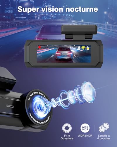 CHORTAU Dashcam Auto Vorne Hinten 4K+1080P, WiFi Dashcam Mit 64GB Card, Dash Cam Parküberwachung...