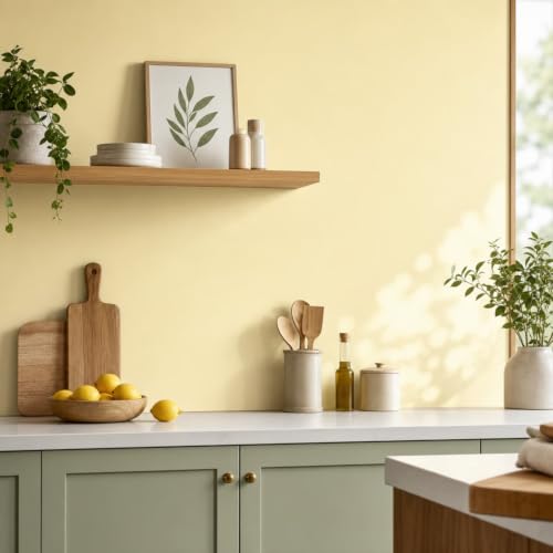 Image of FOKRIM Wallpaper for Walls Sticker Peel and Stick Removable Self Adhesive Waterproof Wall Paper for Home Kids Room Play Room (Plain Yellow)