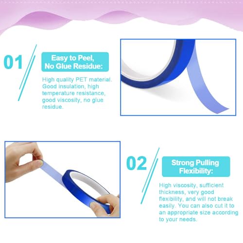 JJiaoLinin High Temp Tape, 10mm X 33m Kapton Tape, Heat Resistant Tape, Heat Tape Sublimation, for Masking, Soldering, Powder Coating, Sublimation and Insulating Circuit Boards etc (Blue)
