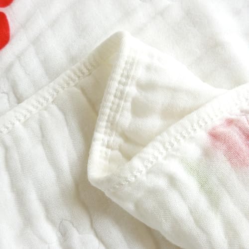 Image of Ultra Soft 6-Layer 100% Cotton Muslin Baby Blanket 43 inchx43 inch Breathable Lightweight Swaddle Blankets for Boys and Girls Infant Toddlers Babies Newborn Birthday Gifts Cherry