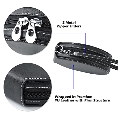 Elezay Dvd Storage Punk Black Pu Leather Round Cd Case 20 Disc Capacity Portable Cd Holder With Hand Strap For Car Travel Home #TOP1