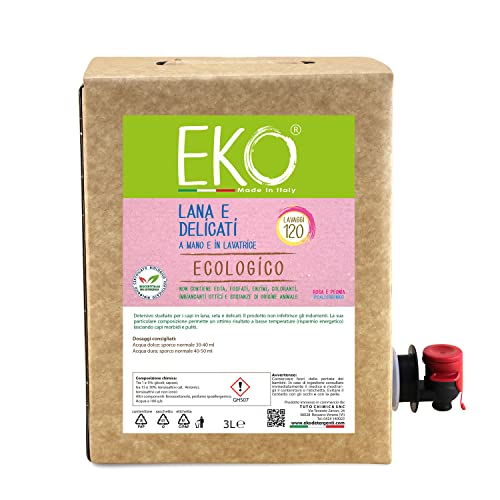 Eko Detersivo Lavatrice Lana e Delicati Profumo Floreale, Ecologico - Bag in Box 3L 120 Lavaggi