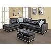 Fanye 3 piece modular sectional sofa with r chaise l shaped 5 seaters faux leather upholstered corner sofa couch w2 cup holders and storage ottoman for home apartment office living room  urban country home decor