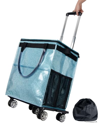 Reusable Grocery Bags on Wheels, Rolling Tote Bag, Portable Shopping