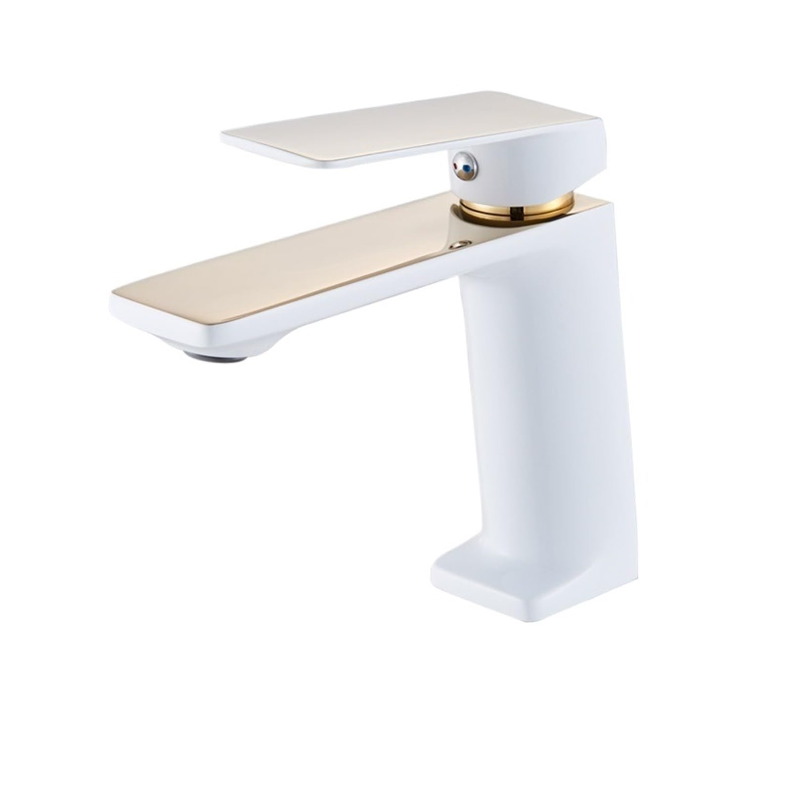 Robinet de salle de bains poli or et blanc au design exclusif