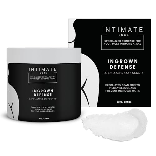Intimate Luxe Ingrown Defense Scrub – Exfoliating Salt Scrub for Bikini Line, Underarms & Sensitive Areas – Helps Reduce the Look of Ingrown Hair & Rough Texture – 8.8 fl oz