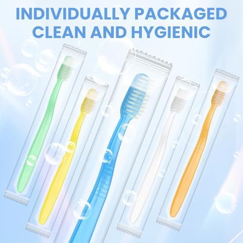 ACSKD 200 Pack Disposable Toothbrushes Bulk, Soft Bristle Travel Tooth Brush,Individually Wrapped Toothbrushes for Homeless Gift Hotel Camping Travel — view 5