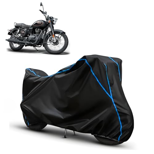 Image of Water Resistant Bike Cover for RE Bullet 350 | All Weather UV & Heat Resistant, Dustproof, Triple Stitched, Windproof Elastic Bottom