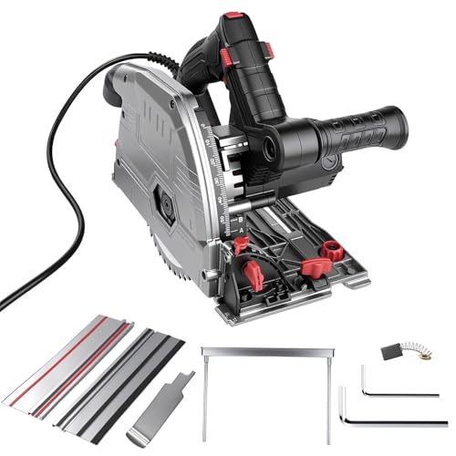 Scie plongeante avec 2 rails de guidage de 700 mm, scie circulaire...