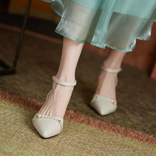 Women's Chunky Block Heels Sandals Closed Pointed Toe Ankle Strap Heeled Sandals Party Prom Dress Shoes3