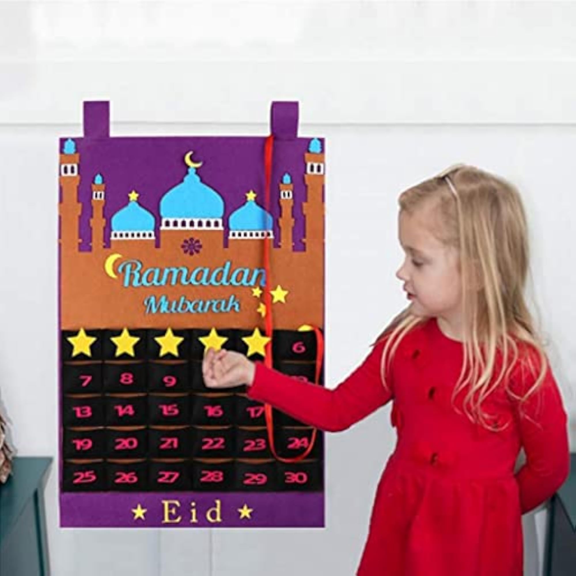 Ramadan Decorations Advent Calendar 30 Days Eid Mubarak in Purple