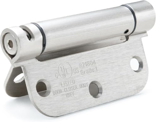 Sophia 4 Pack Self-Closing Door Hinge 3.5 Inch Rounded 5/8 Radius, Spring Loaded Hinges Adjustable Tension, Automatic Door Closer Hinge for Residential Standard Doors, Satin Nickel, UL Listed — view 5