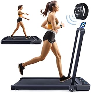 Googo 2 in 1 Folding Treadmill, 2.25HP Under Desk Treadmill Walking Electric Jogging Running Machine with 12 Preset Programs, Remote Control, LED Display, Phone Holder for Home Office Workout Small Spaces