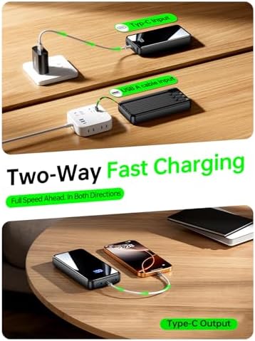 Portable Charger Power Bank, 50000mAh, 4 Built-In Cables,Travel Essentials — view 8