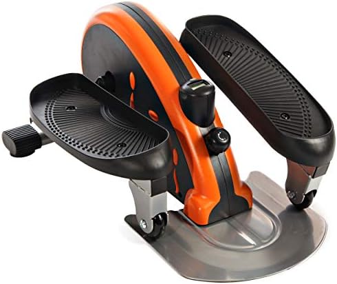 Stamina InMotion E1000 Compact Strider - Seated Ellipticalwith Smart Workout App - Foot Pedal Exerciser for Home Workout - Up to 250 lbs Weight Capacity - Black Orange