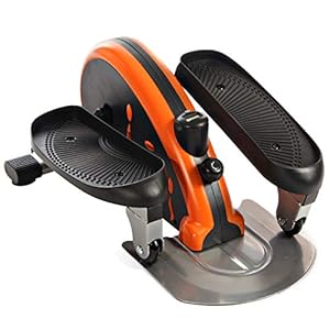 Stamina-55-1602-Inmotion-Elliptical Stamina InMotion E1000 Compact Strider - Seated Ellipticalwith Smart Workout App - Foot Pedal Exerciser for Home Workout - Up to 250 lbs Weight Capacity - Black Orange