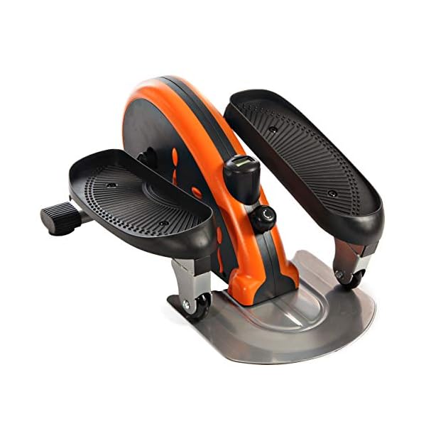 Stamina InMotion E1000 Compact Strider - Seated Ellipticalwith Smart Workout App - Foot Pedal Exerciser for Home Workout - Up to 250 lbs Weight Capacity - Black Orange