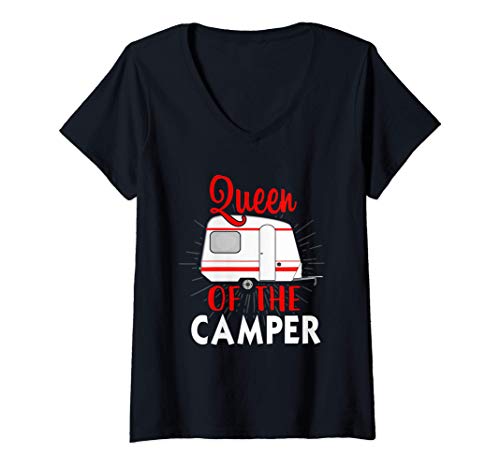 Mujer Camping RV Queen Of The Camper Funny Gift idea for men women Camiseta Cuello V