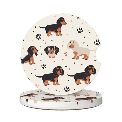 2pcs Portavasos de Cerámica con Diseño Perritos para Auto miniatura 1