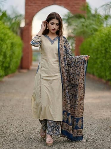 Image of ANNI Designer Women's Rayon Viscose Straight Kurta Set with Palazzo and Dupatta | Stylish Long Kurti Dress for Festive, Party, and Ethnic Wear