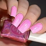 Strawberry Icing - pink holographic topcoat nail polish by Cupcake Polish