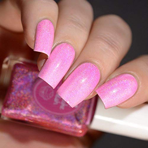 Strawberry Icing - pink holographic topcoat nail polish by Cupcake Polish