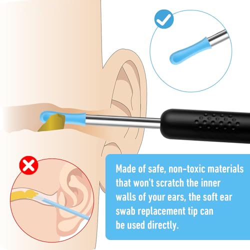 HJZHII 120 Stück Silikon Ohrreiniger-Ersatzspitzen, Ohrenschmalzentferner-Ersatzspitze Ersatzspitzen zur Ohrenschmalzentfernung für Ohrkamera Ohrlöffel Zubehör Ohrenschmalz Sauger Ear Cleaner Zubehör