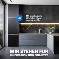 Bomann® Kühlschrank mit Gefrierfach | Energieklasse C | 143cm | Kühl Gefrierkombination leise 40 dB | 3 Ablagen & 2 Schubladen | Türanschlag wechselbar | 173L Kühlgefrierkombi | KG 7359 schwarz-inox – Ansicht 6