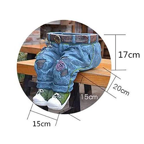 Yb&Gq Indoor Outdoor Jeans Planter,Creative Urn For Plants,Polyresin Jeans Sculpture Yard,Window,Patio,Garden Flowerpot Decor, For Any Occasion Blue 15X20X22Cm(6X8X9Inch) #TOP2