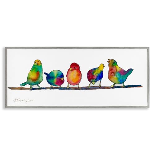 Groovy Tie Dye Parakeet Bird, 10 x 24 Inch Framed Giclée Print