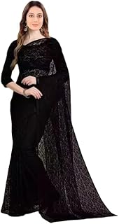 Vragi Women's Most Trendy Saree With Unstitch Blouse Piece | Sarees For Womens & girls|-Saree Net Russell Black_P Price In India