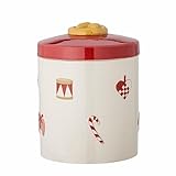 Bloomingville Yule Boîte de Noël rouge : boîte en stoneware 15 x 18 cm de style nordique, idéale pour stocker des biscuits, des bonbons ou des petites décorations pendant la période de Noël